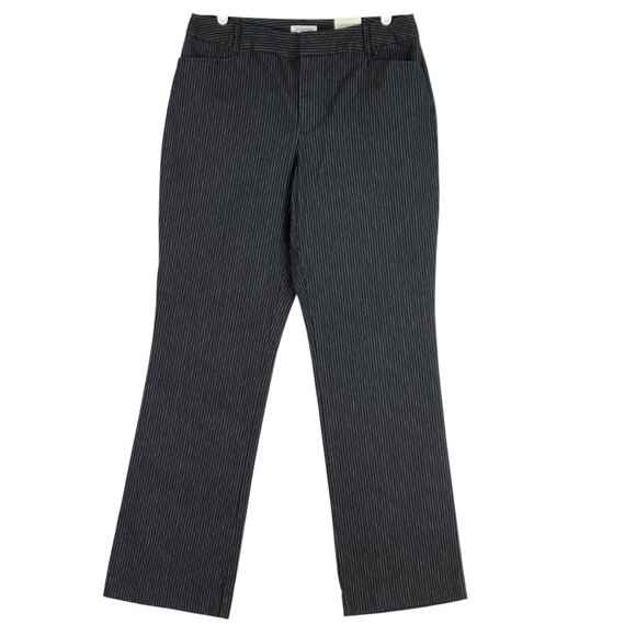 St. Johns Bay Women's Stretch Black Pinstripe Dress Pants Sz 12 Straight Leg NWT - Picture 1 of 11